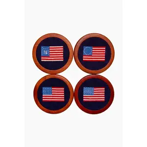 American Flag Needlepoint Coaster Set