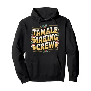 Men's Christmas tamale making crew Graphic Hoodie - Long Sleeve Pullover Regular Fit | Soft & Breathable Fabric, Durable Print, Everyday Comfort, Machine Washable, festive and playful holiday celebration with a focus on traditional food preparation