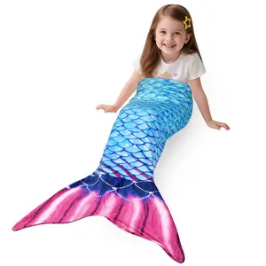 Mermaid Tail  Blanket,Super Soft Warm Comfy  Knit Mermaids with Non-Slip Neck Strap, for Girls Women Adults Teens Birthday
