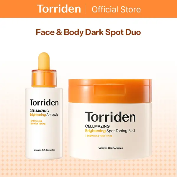 [Torriden Official] Face & Body Dark Spot Duo | Vita C Ampoule + Glutathione Pads | Brightening Kit for Underarm, Neck, Face (K-Beauty)