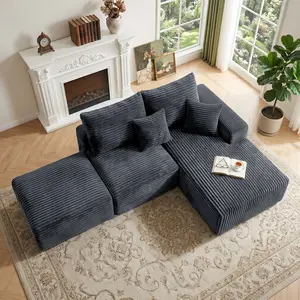 【Memorial Day Gift】 Oneroom Light Gray, L-Shaped, 103"Lx68"Wx22"H,a cloud couch,sofas living room,living room furniture,sectional couch,boneless couch,couches,boneless sectional couch,cloud couches,couches for living rooms,2 Packages, Plush Corduroy,