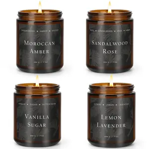 Scented Candles for Home Scented Aromatherapy Candles, 4 Pack 28 Oz Soy Wax Candle Gift Set for Women Men (Lemon Lavender/Vanilla Sugar/Sandalwood Rose/Moroccan Amber)