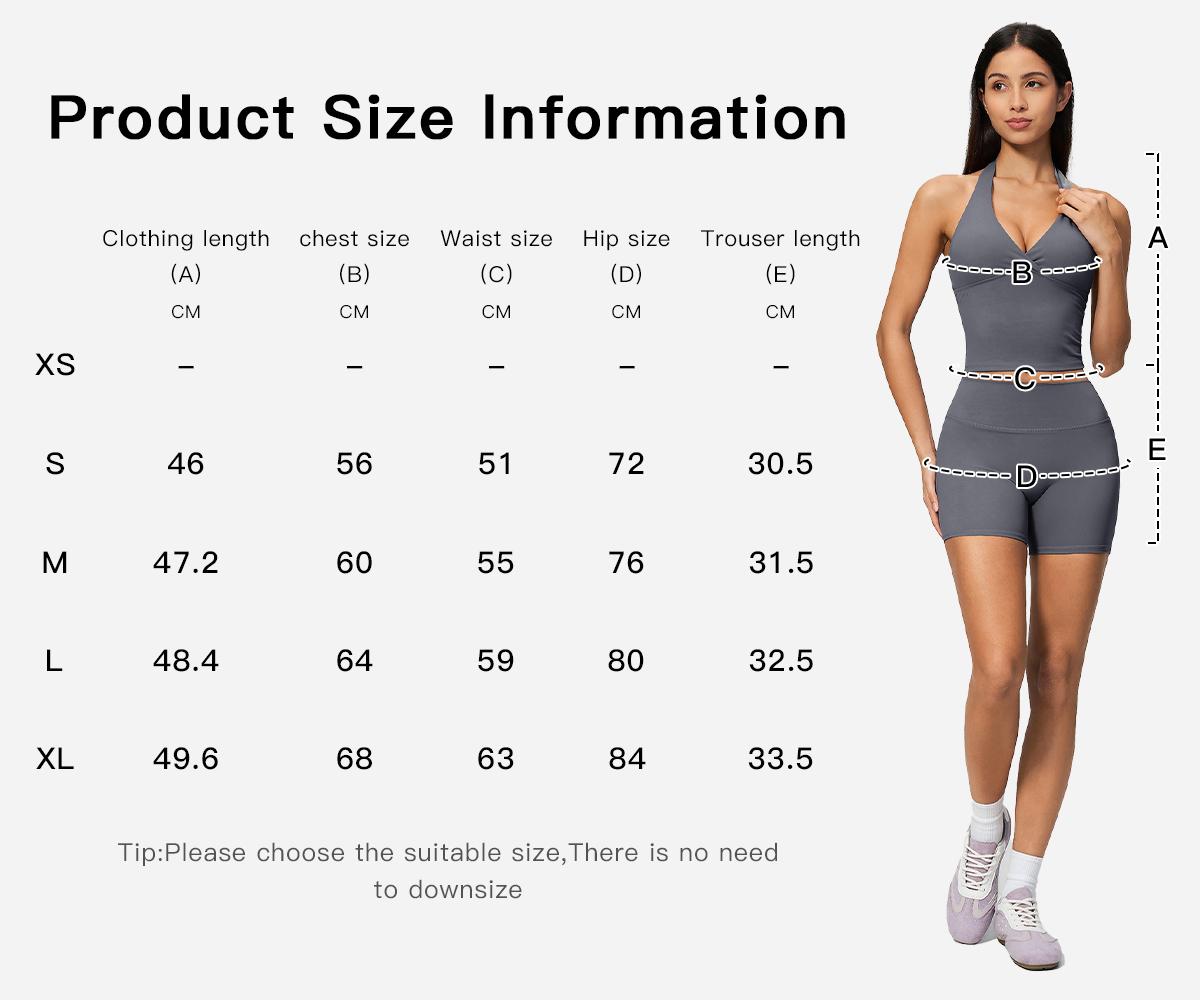 MFVIM Women’s V-Neck Halter Long Yoga Set — Back-Enhancing Waist-Defining Tank Top & High-Waisted Butt-Lifting Sports Shorts, Two-Piece Set,back to school,back to school haul