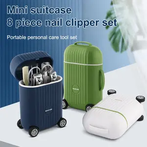 8-Piece Portable Manicure Set, Stainless Steel Nail Care Tools with Cute Suitcase Case. Includes Nail Clipper, File & Buffer. Compact, Lightweight, Perfect for Travel, School & Daily Use.  multi-functional organizer.Home essentials. stubby holder.