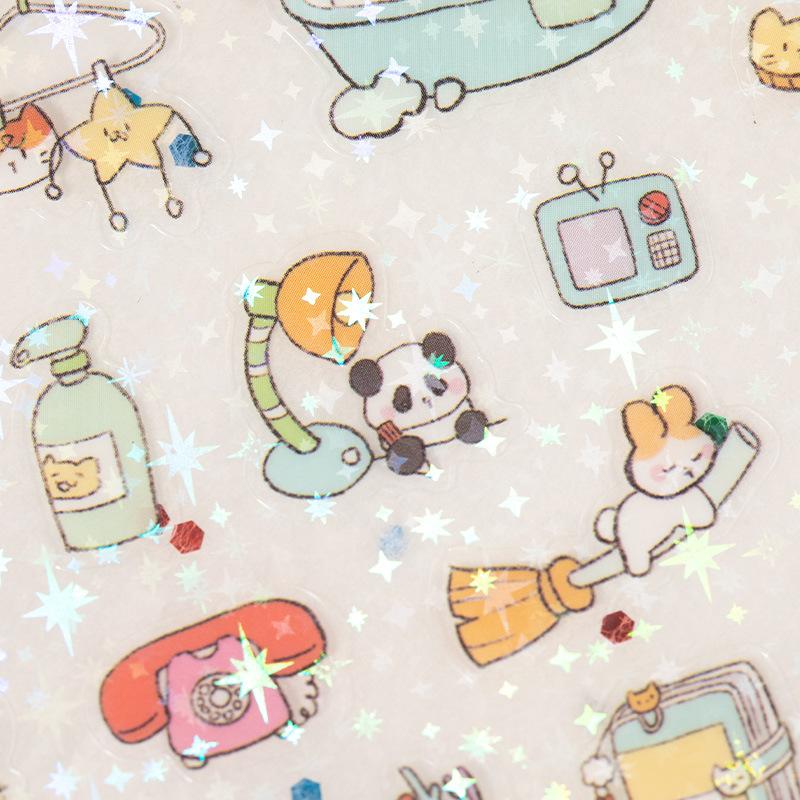 Kawaii Stickers 72sheets/pack Cute cartoon style Mixed materials Multipurpose scrapbook DIY decorative collage