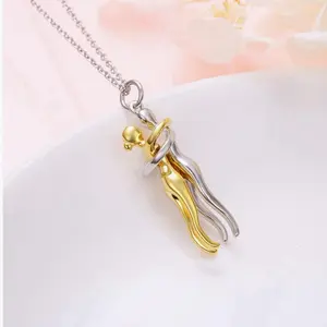 925 Sterling Silver Hug Couple Necklace, Eternal, Anniversary Jewelry for Him and Her, Gift for Valentine's Day and Mother's Day.