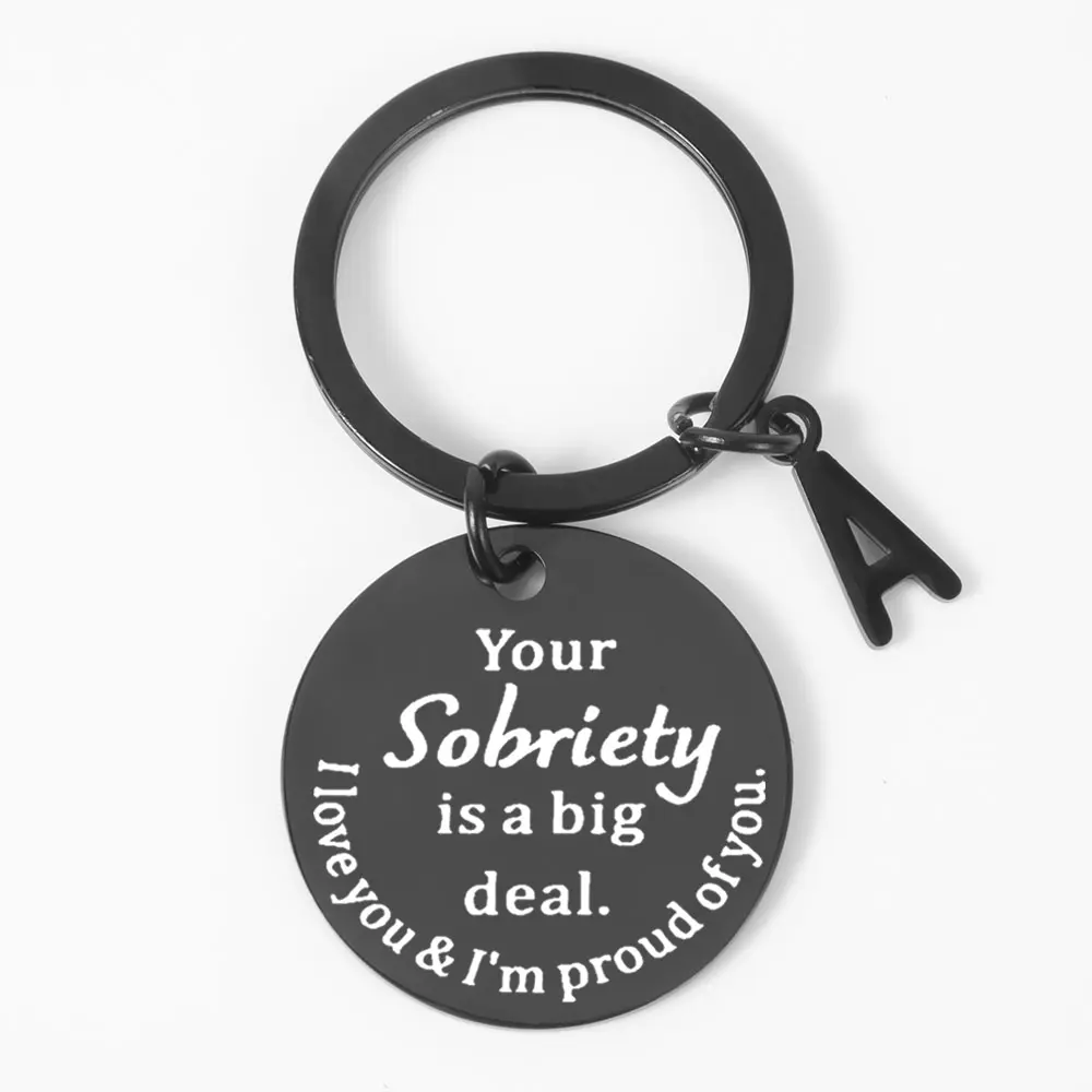 Inspirational Stainless Steel Sobriety Keychain – Empowering, Durable Gift for Men's Milestones & Birthdays, Keychain Charm, Clip-On Keychain Keychains