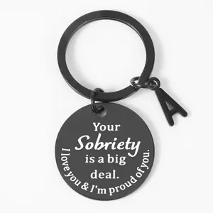 Inspirational Stainless Steel Sobriety Keychain – Empowering, Durable Gift for Men's Milestones & Birthdays