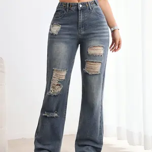 2025 Flared Jeans For Women High Waist Design Holes Fashionable Women Comfort Fatherday Womenswear