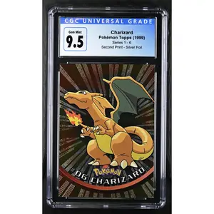 1999 Topps Series 1 Charizard #6 Second Print Silver Foil CGC 9.5