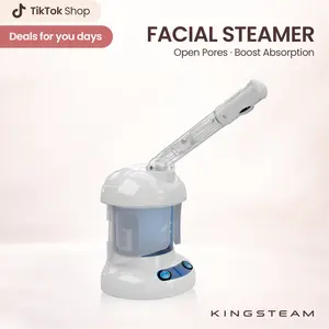 KingSteam Facial Steamer - Ozone Steamer with Extendable Arm - Professional Nano Ionic Facial Steamer for Deep Cleaning - Portable for Personal Care Use at Home or Salon
