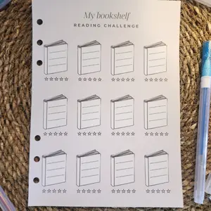 "My Bookshelf" Reading Challenge star rating book tracker insert for budget binder