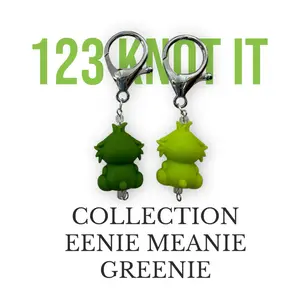Eenie Meanie Greenie - set of 2 large clasp stitch markers for crocheting