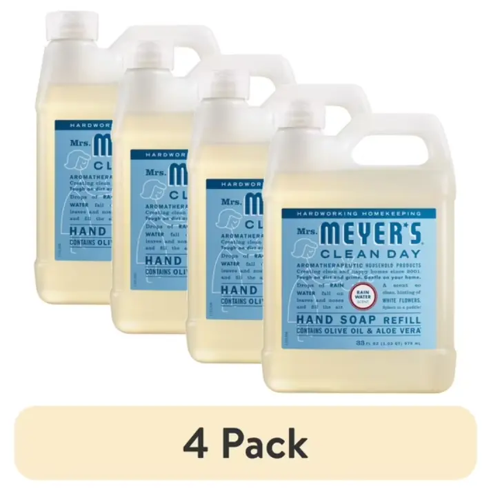 4 PACK CLEAN DAY Hand Soap Refill, Rain Water Scent, 33 Fl Oz Bottle