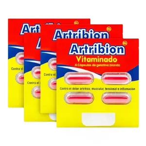 Artri Bion 4 sobres de 4 cápsulas RojoAntioxidant Dietary Supplement -Microdoses of Vitamin B1, B2, B3, MSM, Glucosamine & Omega for Healthcare and Edible Fitness