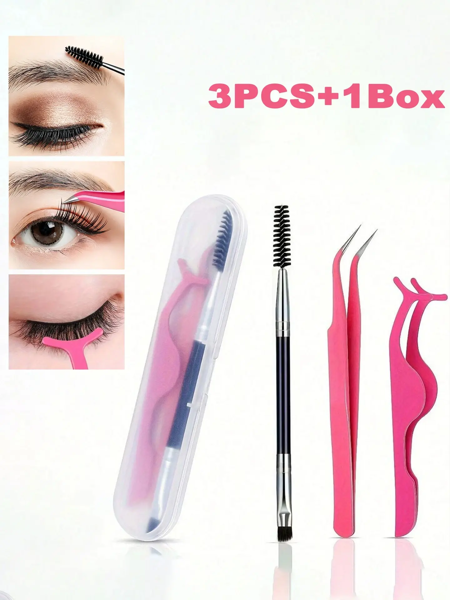 Lash Application Kit - 3 Makeup Tools + Storage Case, Effortless Eye Makeup Application in Seconds women tweezers for