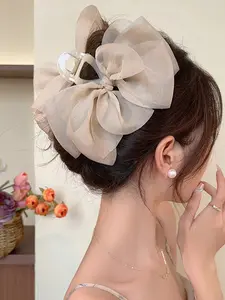 Elegant Bow Hair Clip for Girls, Charming Bow Accent, Stylish Hair Accessory for Daily Use & Special Occasions, Fashionable Women's Hair Decoration