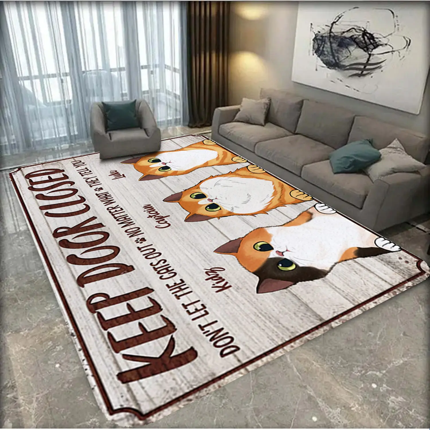1 piece of cat themed carpet, soft and absorbent, anti slip and wear-resistant, with good elasticity, suitable for living rooms, bedrooms, kitchens, bathrooms, and other home decor, outdoor decoration, durable and washable, can be used as pet mats