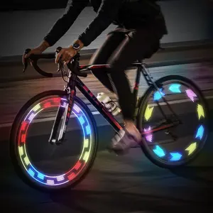 2pcs 30 Modes Bicycle Spoke Light 14 LED Tyre Tire Valve Flash Double Sided Induction Night Ride Bike Wheel Light Cycling Accessories