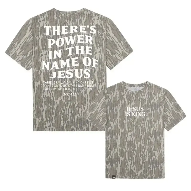 Jesus Is King Hunting Tee - Mossy Oak Bottomland Camo T-Shirt – Unisex Cotton Tee for Men & Women