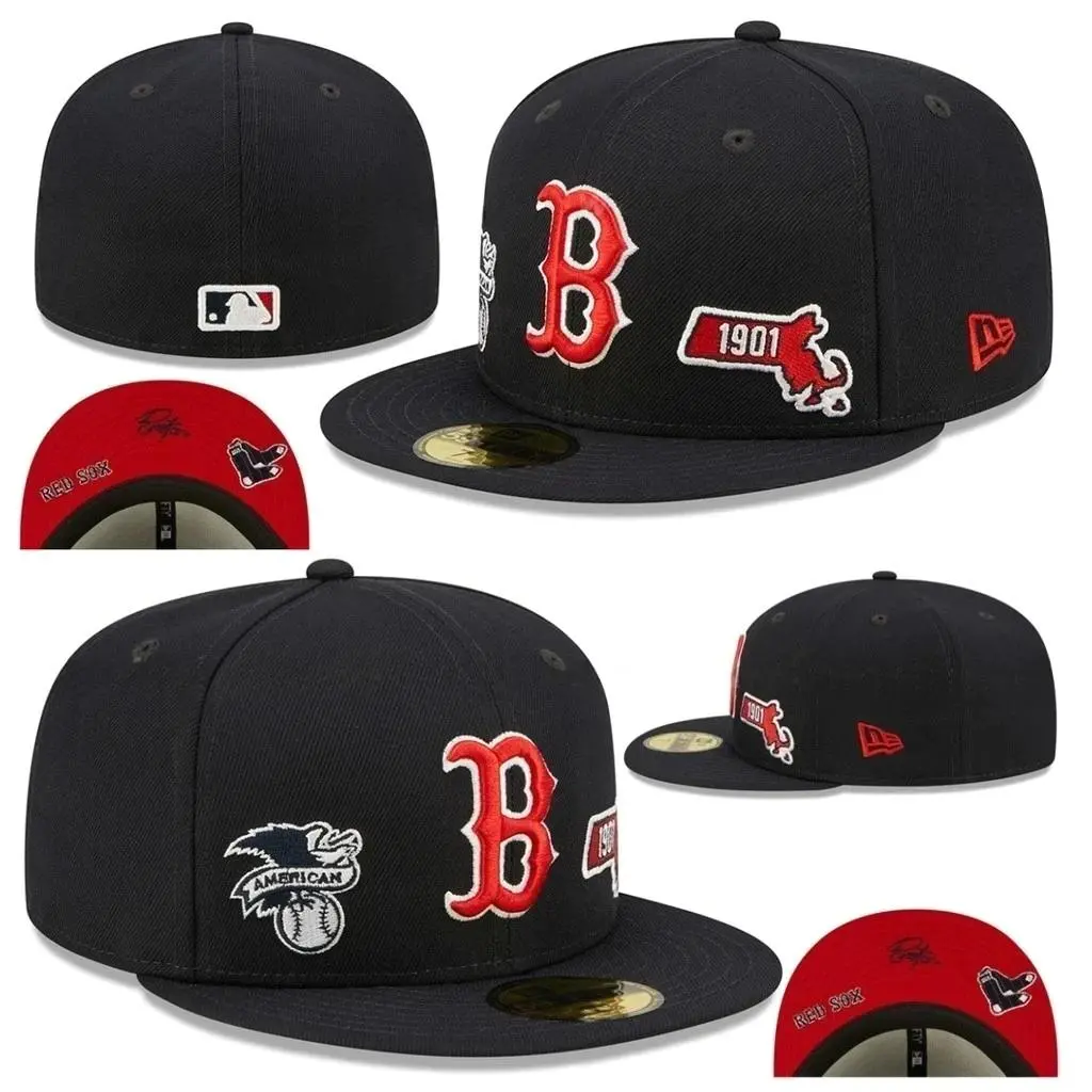 Black New Era MLB Boston Red Sox 59FIFTY Fitted Cap – Premium Embroidered Baseball Hat, Structured Crown, Flat Brim, American League Patch, 1901 Side Detail, Unisex Sportswear