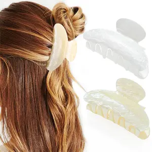 2 Pack Acrylic Claw Clips White Hair Clips Medium Claw Clips Hair Accessories for Women and Girls