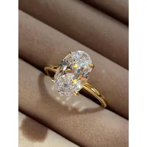 Fashionable Oval Solitaire Zircon Rings for Women Christmas GiftExquisite Trendy All-match Wedding Engagement Promise Ring Fashionable Ladies Fashion Jewelry for Party Daily Decor Accessories as Anniversary Birthday Valentine's Day Gift for Girlfriend