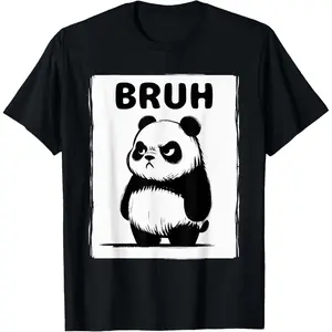 Y2K Summer Viral Print Oversized Graphic Vintage Unisex TeeCool Bruh Panda Men Women Kids Teens Funny Panda T-Shirt