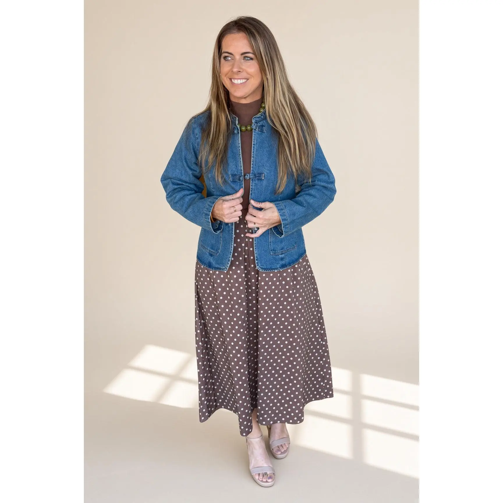 Toggle Front Denim Jacket