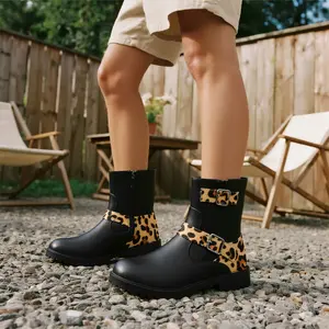 Women’s Biker Boots-Combat Motorcycle Moto Ankle Boots Comfortable Two Buckles Lug Sole Chunky Low Heel Short Boots Fall Fashion Cute Trendy Dressy Side Zipper Boots Booties BD