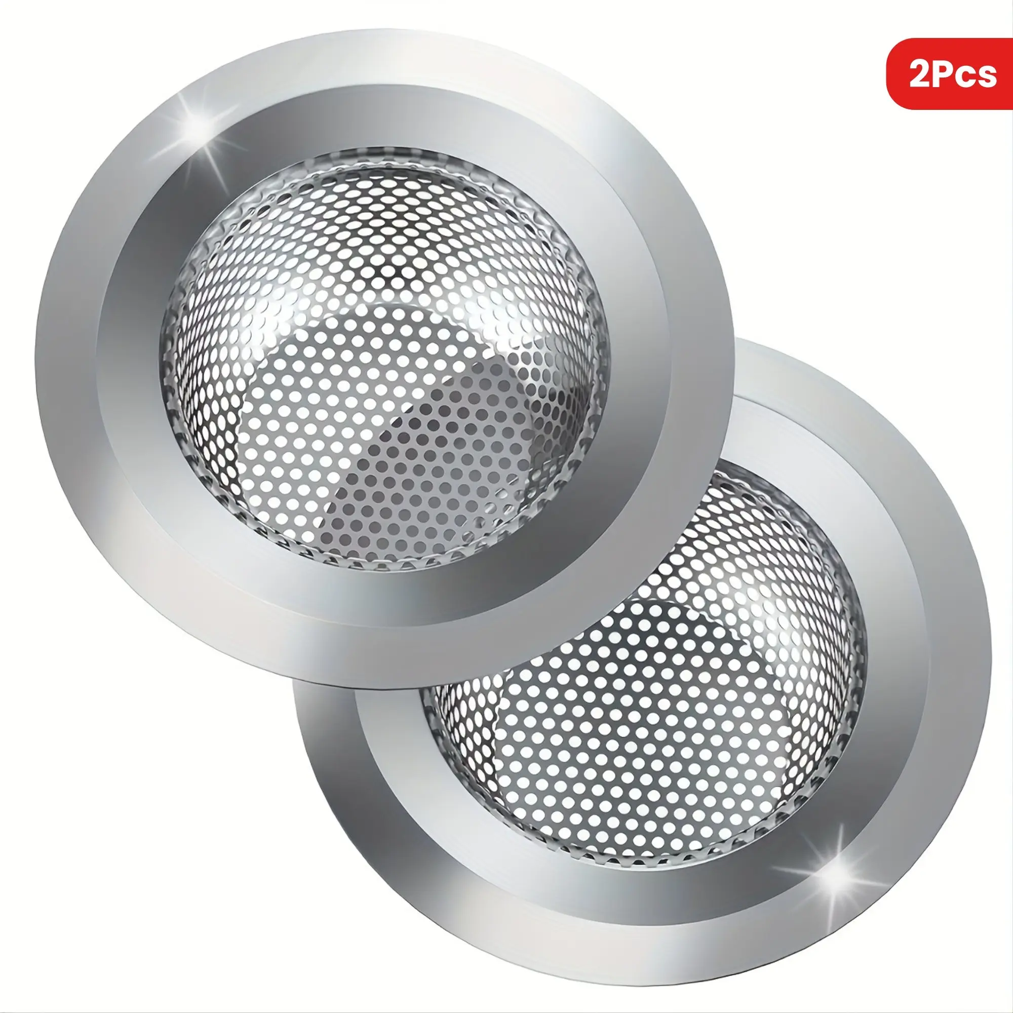 2-Pack Kitchen Sink Strainer, Stainless Steel Drain Filter, 4.5-Inch Wide Diameter, Fits Most Sinks, Durable Mesh Design