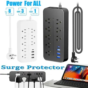 Surge Protector Power Strip 8 Outlets 3 USB + Type C, 4FT Cord, 1700J Protection, Overload Switch, Flame-Retardant, Fast Charging for iPhone Laptop Home Essentials