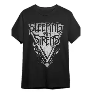 Sleeping with Sirens Men's Graphic T-Shirt - Black Casual Cotton Short Sleeve Tee with Bold Print, Round Neck, Summer Essential for Music Fans