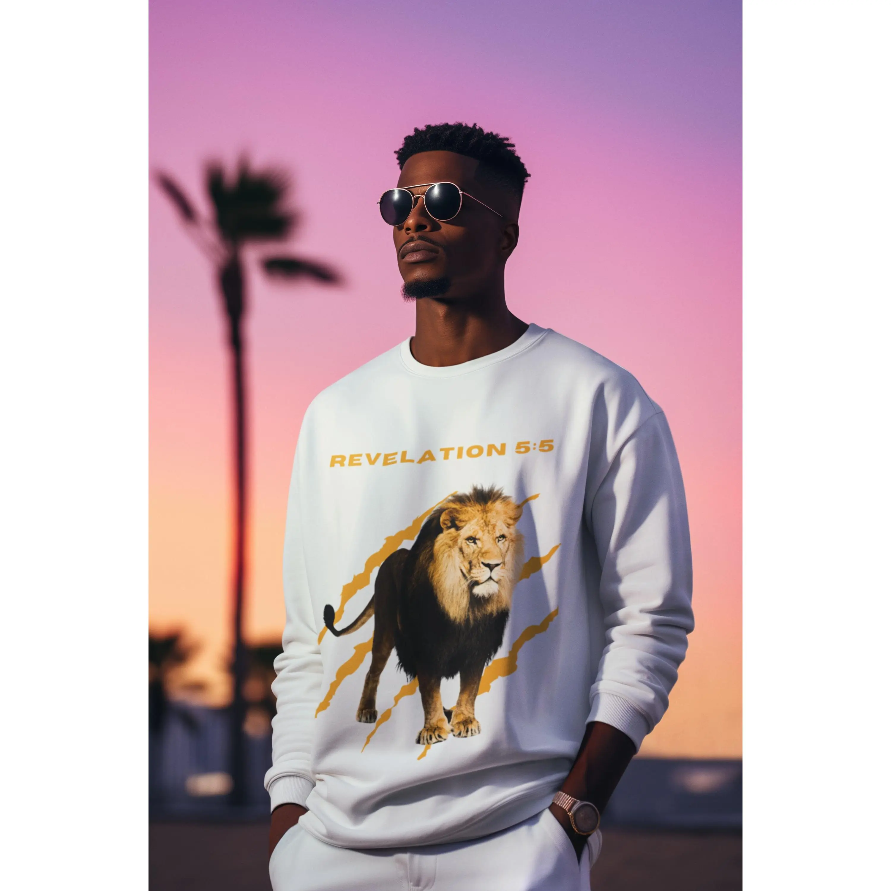Men's Lion of Judah Christian Graphic Pullover Sweatshirt - Menswear Basic Long Sleeve Tops, Slim Fit Cotton Blend with Shred Claws, Ribbed Cuffs, Smooth Triangle Fabric, Fashion Design, Sleeves, Classic