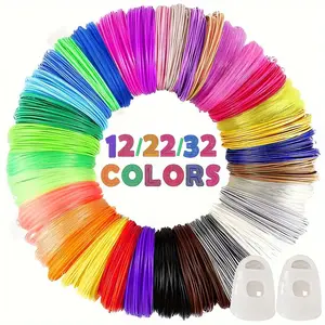 3D Pen PLA Filament 1.75mm, 3 Colors (32/22/12), 10 Feet Per Color, Includes 2 Finger Sleeves, Compatible with Most 3D Printing Pens
