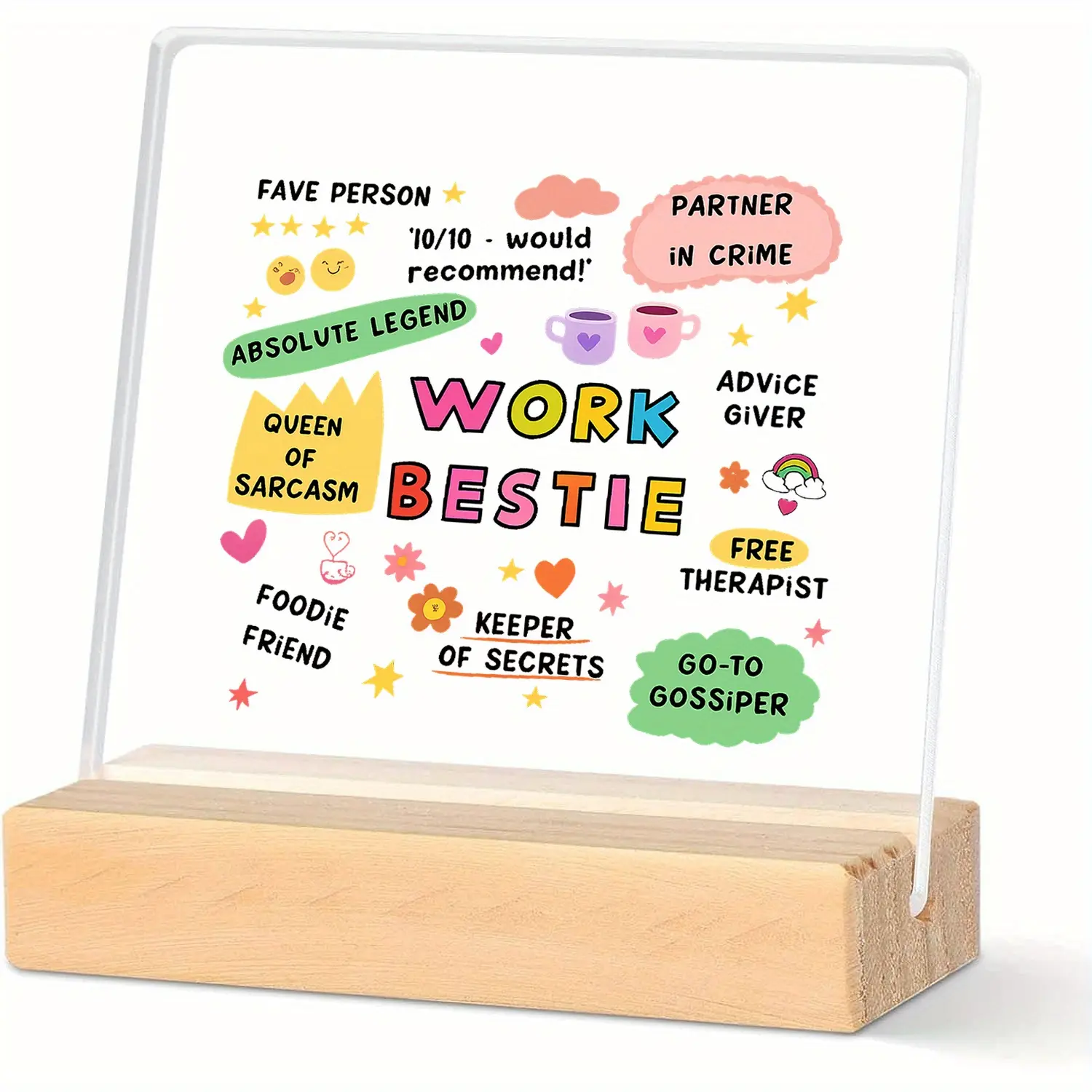 Funny Work Bestie Gifts for Women, Acrylic Desktop Plaque, Perfect Birthday & Farewell Presents, Unique Office & Home Decor Accessories