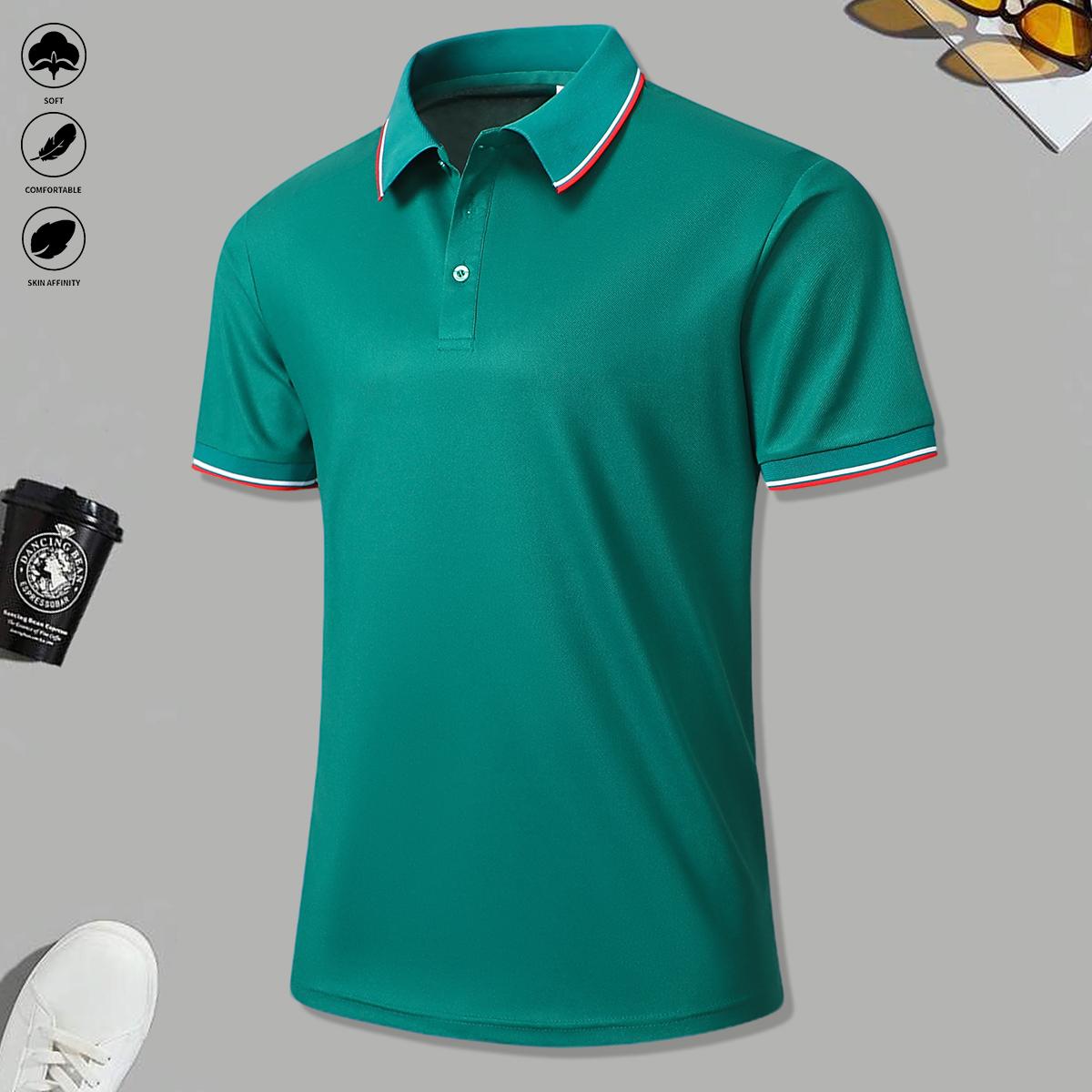 5 Men's Breathable Hygroscopic Work T-Shirts Casual Top Golf Shirt Sports T-Shirts - Suitable for Summer and Spring Wear