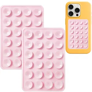 2 Pack Silicone Suction Phone Case Mount, Non Slip Sticky Grip for Cellphone, Silicon Adhesive Suction Cup Mount, Strong Grip Holder for Videos