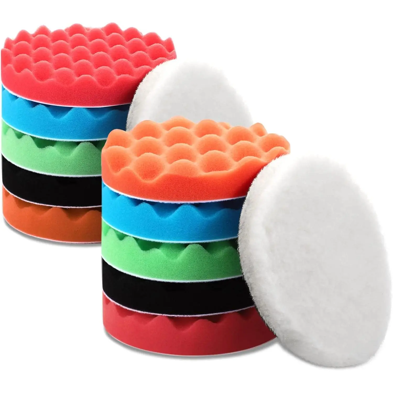 Car Polisher Tool with 12-Piece 6-Inch Buffing Sponge Pads Kit for Car Compounding, Waxing