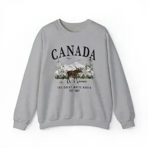 Canada Moose Crewneck, Unisex Great White North Sweatshirt, Perfect Canadian Gift Menswear Day