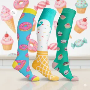 3-Pack Holiday Knee-High Compression Socks Set – Unisex Nylon-Spandex Holiday Design Graduated Support Stockings for Circulation, Travel, Work & Sports – Festive Christmas/Halloween Compression Socks for Men & Women