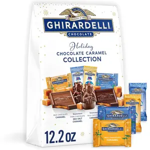 Ghirardelli Holiday Caramel Collection, Milk and Dark Chocolate Squares, Snowmen Assortment, 12.2 oz