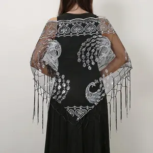 Elegant Sequins Triangle Scarf Fashion Lace