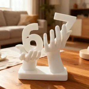 Creative Hand Shape Decorative Figurine, Holding Number 67 Design, 3D Printed Home Decoration, Home Decor Accessory, Desk Ornament, Perfect Gift