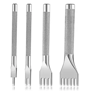 Leather Stitching Punch, 1/2/4/6 Prong Leather Hole Punch Tool, White Steel Lacing Stitching Chisel Punch Tool for Belts, Stitching Working Punching Tools for DIY Crafts