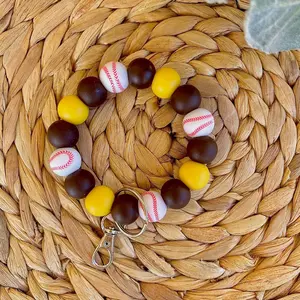Baseball silicone wristlet keychain