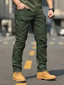Men's Tactical Multi-Pocket Waist Pants, Durable Quick-Dry Outdoor Hiking, Camping, Workwear, Travel Pants, Casual Fitted Style