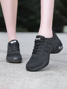 Women 2026 Fashion Height Increase Sneakers Mesh Breathable Soft Sole Non-slip Dancing Shoes Ballroom Dance Shoes Daily Outdoor Casual Sports Shoes Full Black Full White