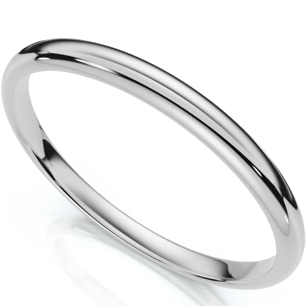 2mm Plain Polished Platinum Comfort Wedding Band
