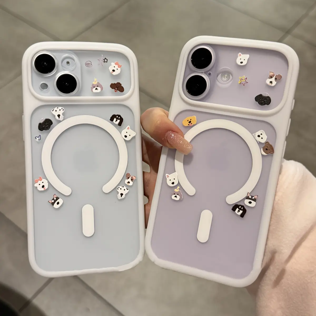 Phone Case - Stickers Featuring a Cartoon Puppy on a Removable Matte Magnetic Phone Case Designed for Iphone 17 Pro Max, 17 Pro, 17 Air, 16, 15, 14, And 13 Pro Max with Wireless Charging Capability And a Transparent Cover